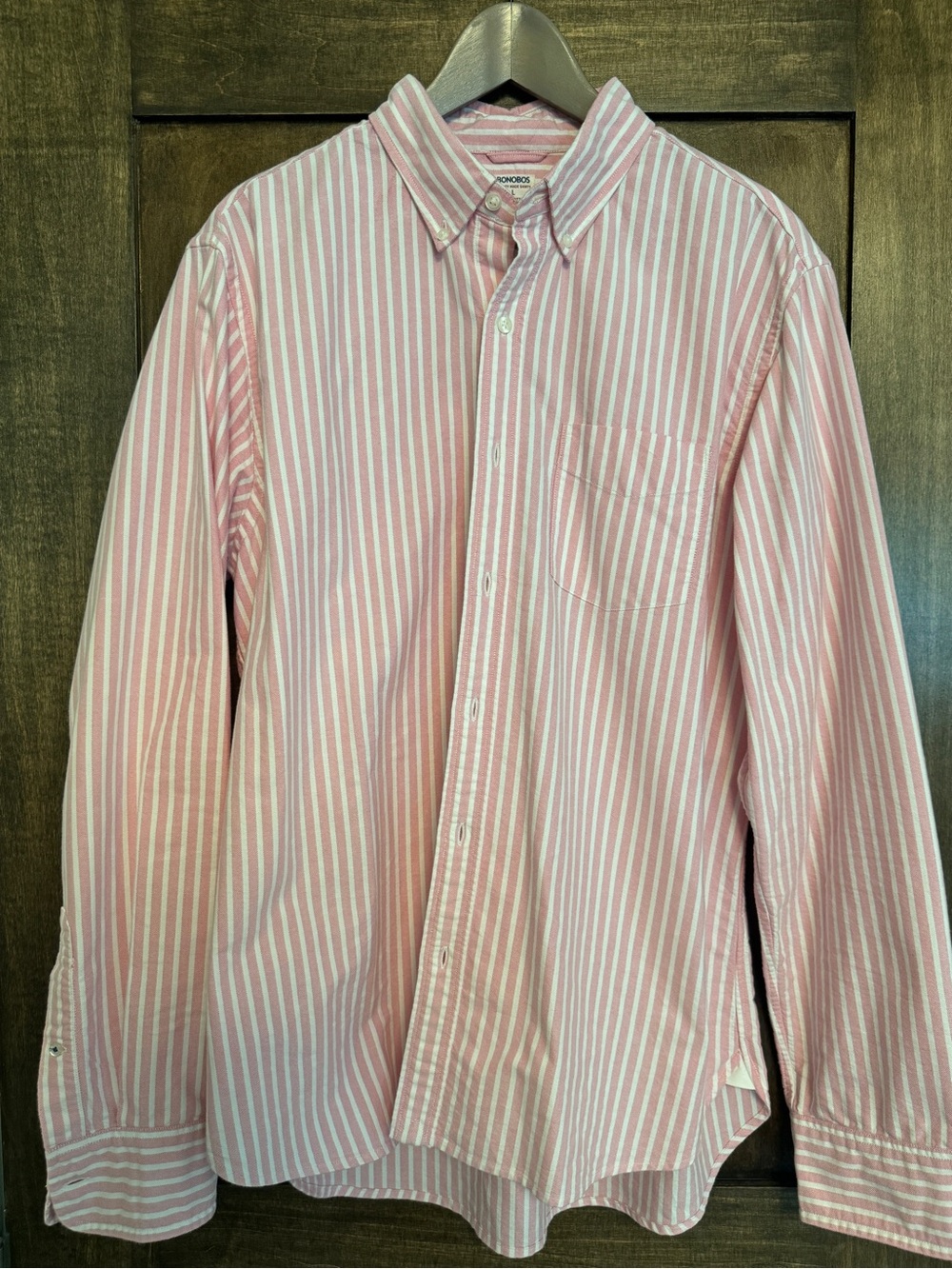 Bonobos Men’s Pink and White Stripe Oxford Cloth Button-Down Shirt